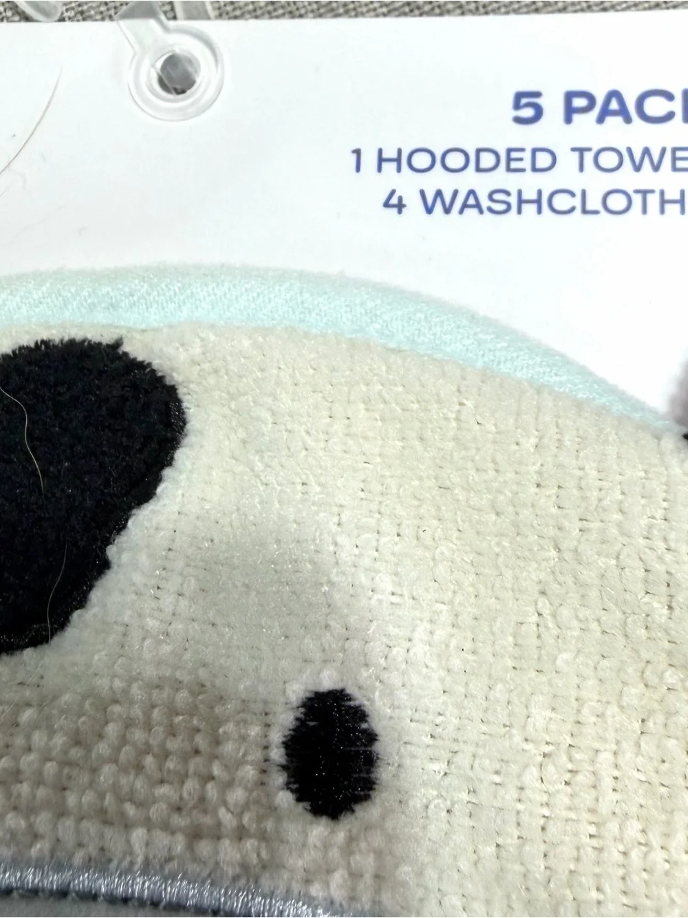 Baby Cow Hooded Towel & Washcloth Set - Cream and Light Blue
